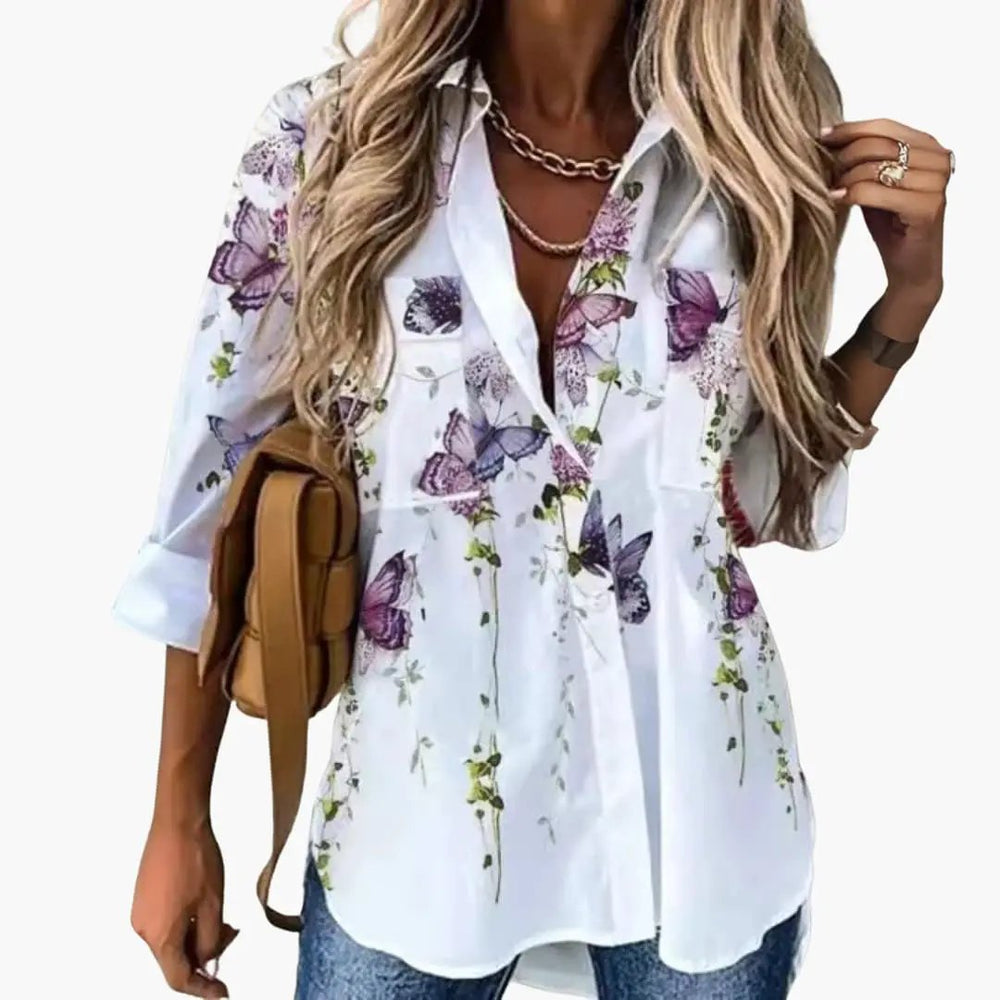 Women's Floral Blouse – Casual Fit & Contrast Detail