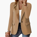 Women's Blazer – Lapels, One-Button Closure & Front Pockets