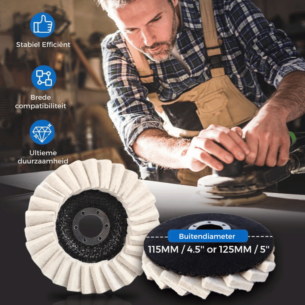 Wool Polishing Pads – 115mm & 125mm, 13,000 RPM for Angle Grinders