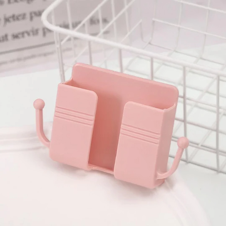 Wall-Mount Phone Charging Holder – Self-Adhesive, Cable Slot & 4 Colors