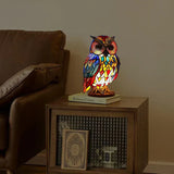 Stained Glass Owl Table Lamp – Handmade, Warm LED & Living Room Decor