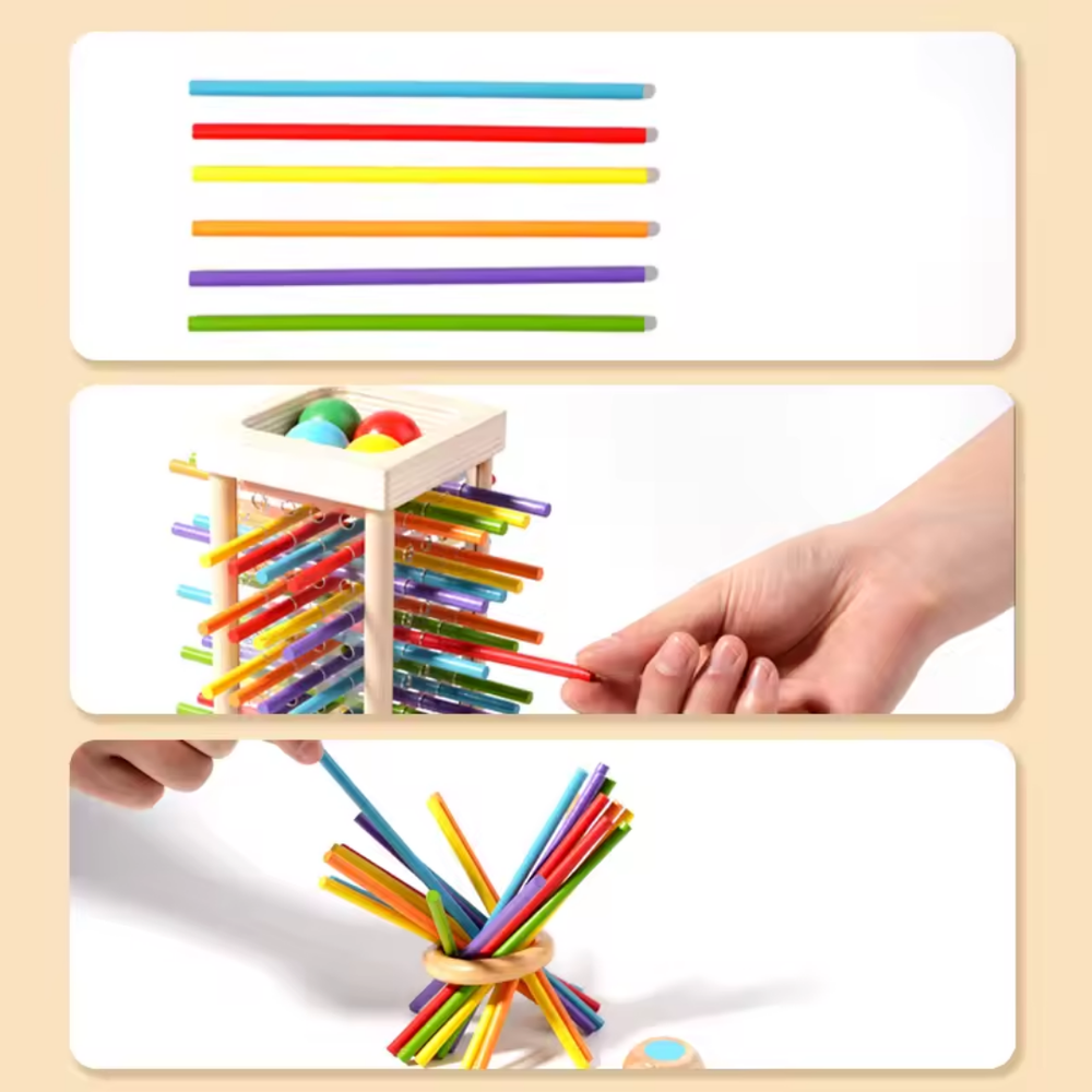 Enhanced Product Title: "Holz-Steckturm-Spiel für Kinder ab 3 Jahren – Fördert Feinmotorik und Kreativität" 

This title includes relevant keywords while emphasizing the product's benefits and target age group, making it more appealing for Google Shopping