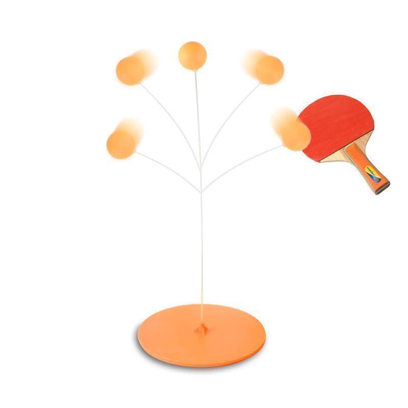 Table Tennis Trainer Set – Flexible Return Arm, Suction Cup Base & 2 Wooden Paddles