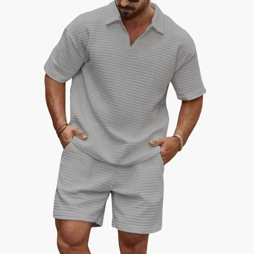Men's Two-Piece Set – Quilted Structure & Half-Zip
