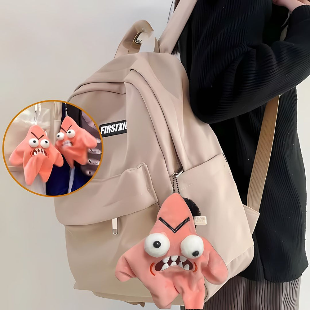 Angry Starfish Plush Keychain – Soft Bag Charm, Ball Chain & 20×21 cm