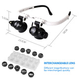 LED Magnifying Glasses – 6 Lenses 6x-25x, Dual LED Lights & Headband