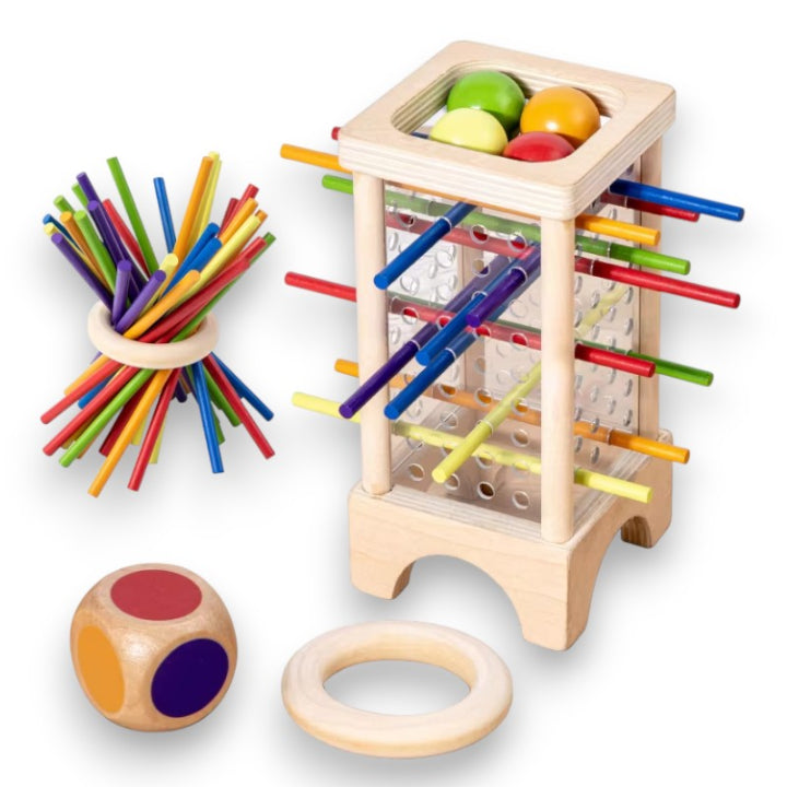 Holz-Kugelturm-Spiel für Kinder – Fördert Konzentration & Feinmotorik | Spielzeug aus Holz
