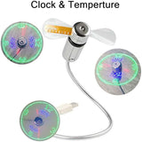 USB Desk Fan – LED Clock & Temperature Display, 41cm Flexible Gooseneck