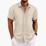 Men's Striped Button-Up Shirt – Short Sleeve, Lightweight & Relaxed Fit