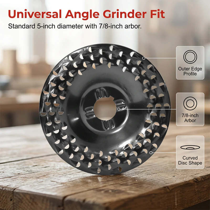 Wood Carving Grinding Disc – 125mm, Carbide Hollow Teeth, for Angle Grinders