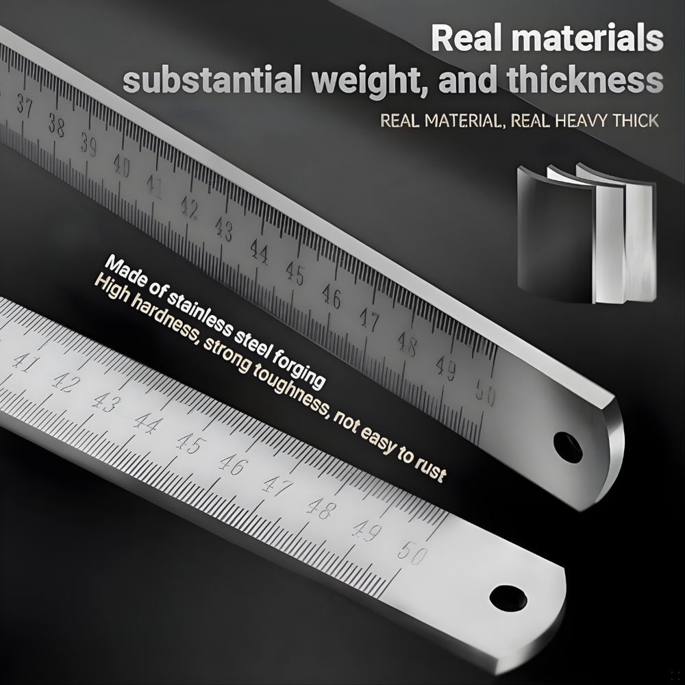 Optimized Product Title: "Edelstahl-Lineal mit Präzisen Lasergravierten Markierungen – Langlebiges Messwerkzeug für Handwerk und DIY-Projekte" 

This title includes relevant keywords while providing additional context about the product's durability and in