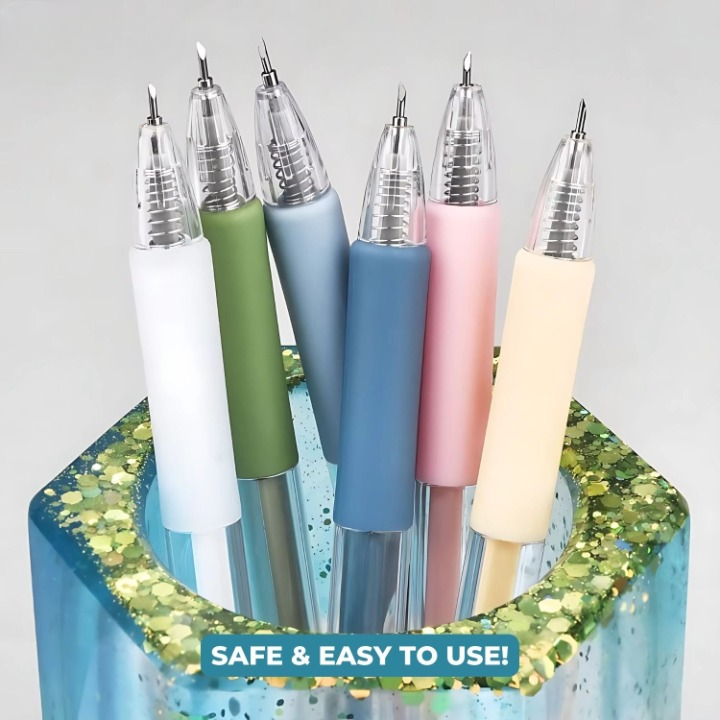 Präzisions-Schneide-Stift mit 360° Drehklinge – 6er Set für präzises Schneiden und Basteln