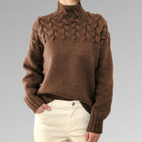 Eva Damenpullover mit Zopfmuster-Detail – Eleganter Strickpullover für Damen, Bequem und Stilvoll