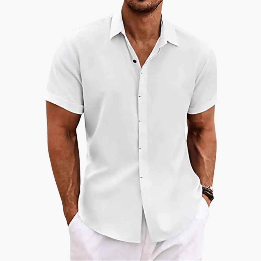 Men's Button-Up Shirt – Short Sleeve, Lightweight & Breathable