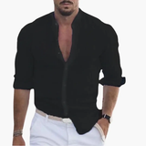 Men's Summer Shirt – Lightweight Fabric, Stand-Up Collar & Casual Fit