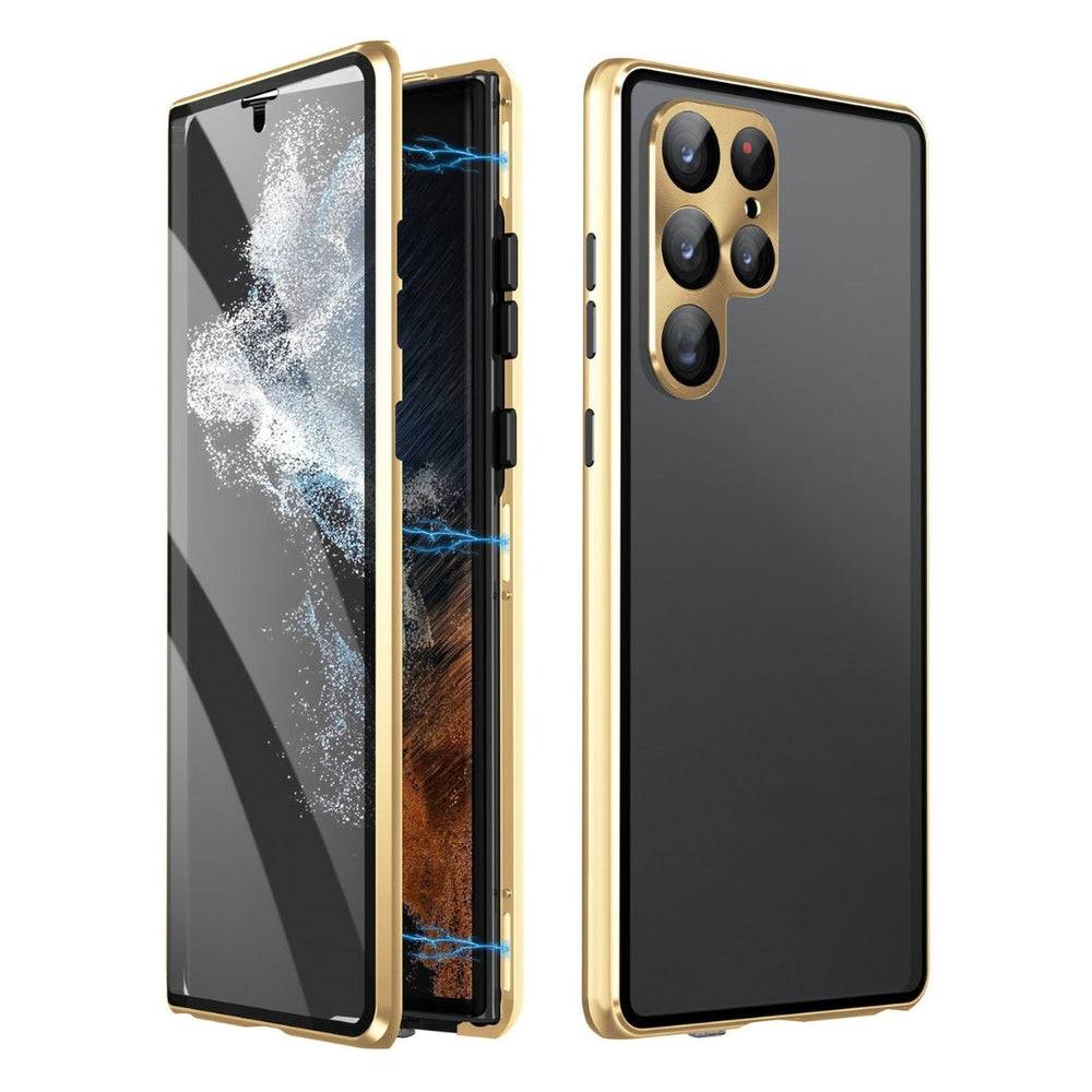 Magnetic Phone Case – Double Tempered Glass, Privacy Filter & Samsung S22-S24 Compatible