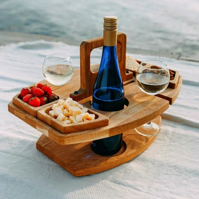 WineNest – Portable Wooden Picnic Wine Table