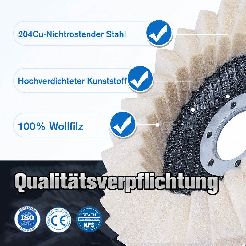 Wool Felt Polishing Disc – Angle Grinder, 115mm & 125mm Mirror Finish