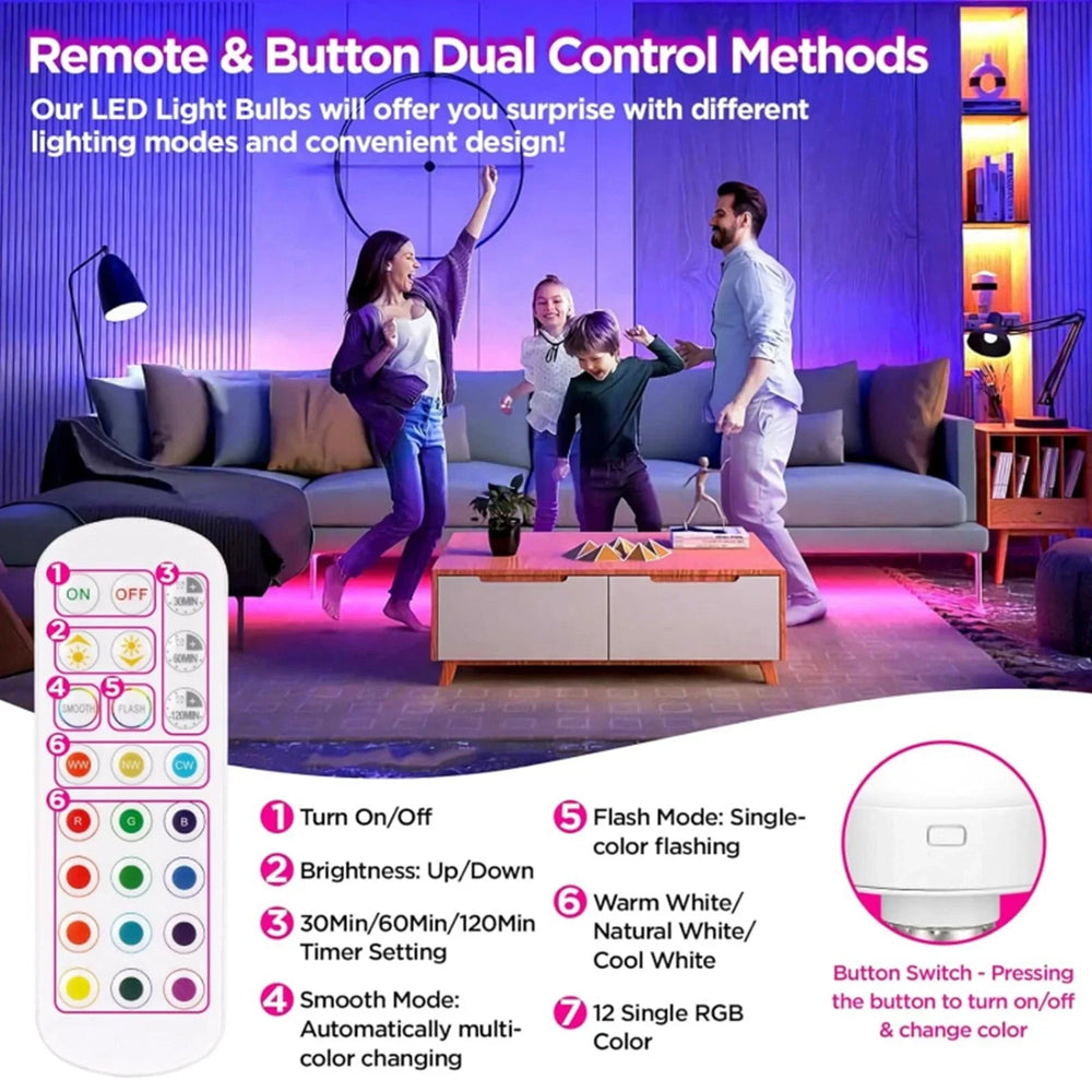 Optimized Product Title: **Wiederaufladbare RGB-LED-Lampe E27 mit Fernbedienung – Kabelloses Design für flexible Beleuchtung**