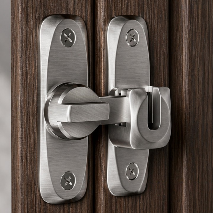 Aluminum Door Latch Lock – Corrosion-Resistant, Silver, 2-Pack with Screws