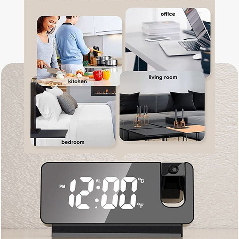 Digital Projection Alarm Clock – 180° Ceiling Projection, 7-Inch LED & Dual Alarm