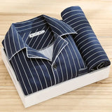 Oliver Luxe Men's Pyjama Set – Dark Blue Striped