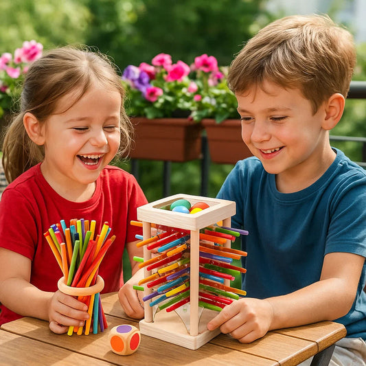 Wooden Stick Stacking Game – 3-in-1 Play, Builds Fine Motor Skills & Encourages Creativity