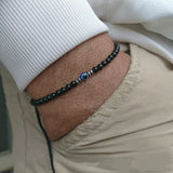 Men's 4mm Natural Stone Bracelet with Evil Eye Bead – Thor