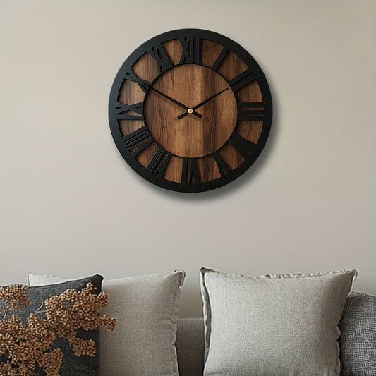 Wall Clock – Vintage Wooden Design, Roman Numeral Dial & Classic Style