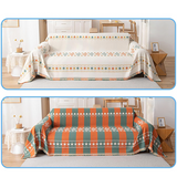 Chenille Sofa Throw – Reversible Geometric Fringe, Machine-Washable & 180×130–300cm