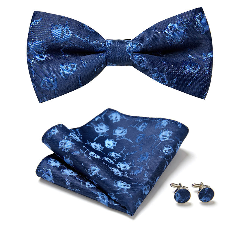 Men's Bow Tie Set – Pocket Square & Cufflinks, Polyester & 36 Designs