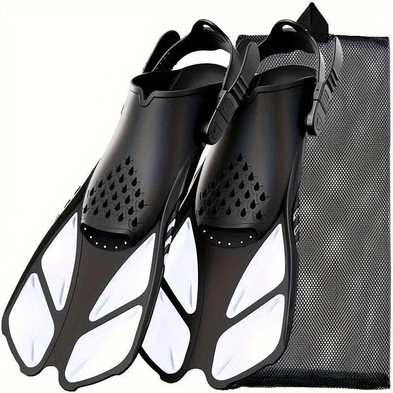 Adjustable Snorkel Fins – Short Blade, Open-Heel, Unisex S/M & L/XL