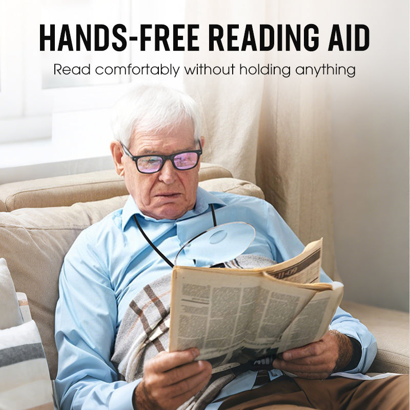 Hands-Free Magnifying Glasses – 5X & 10X Lenses, Adjustable Neck Strap & Desk Stand