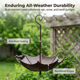 Hanging Umbrella Birdbath – Rust-Proof Iron, 28×23.5cm & Bronze Finish