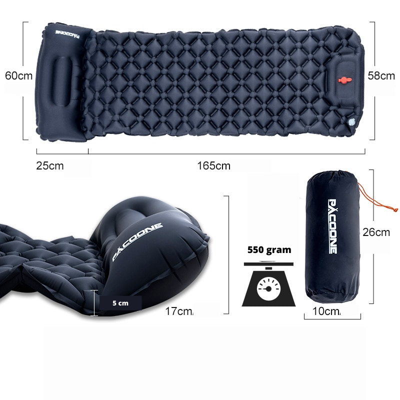 Leichte, Wasserdichte Aufblasbare Campingmatte mit Kissen – Kompakt & Ideal für Outdoor-Abenteuer