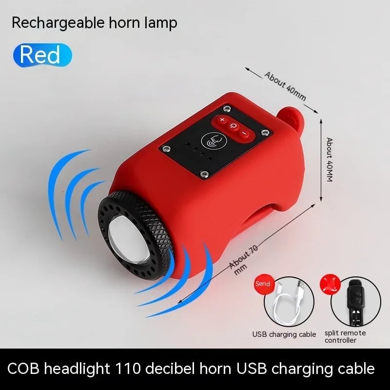 2-in-1 Bike Light & Horn – 12 COB LEDs, 110dB Horn & USB Rechargeable