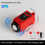 2-in-1 Bike Light & Horn – 12 COB LEDs, 110dB Horn & USB Rechargeable