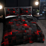 3D Grid Gaming Bedding Set – Microfiber Cotton Blend, Breathable, Multiple Sizes