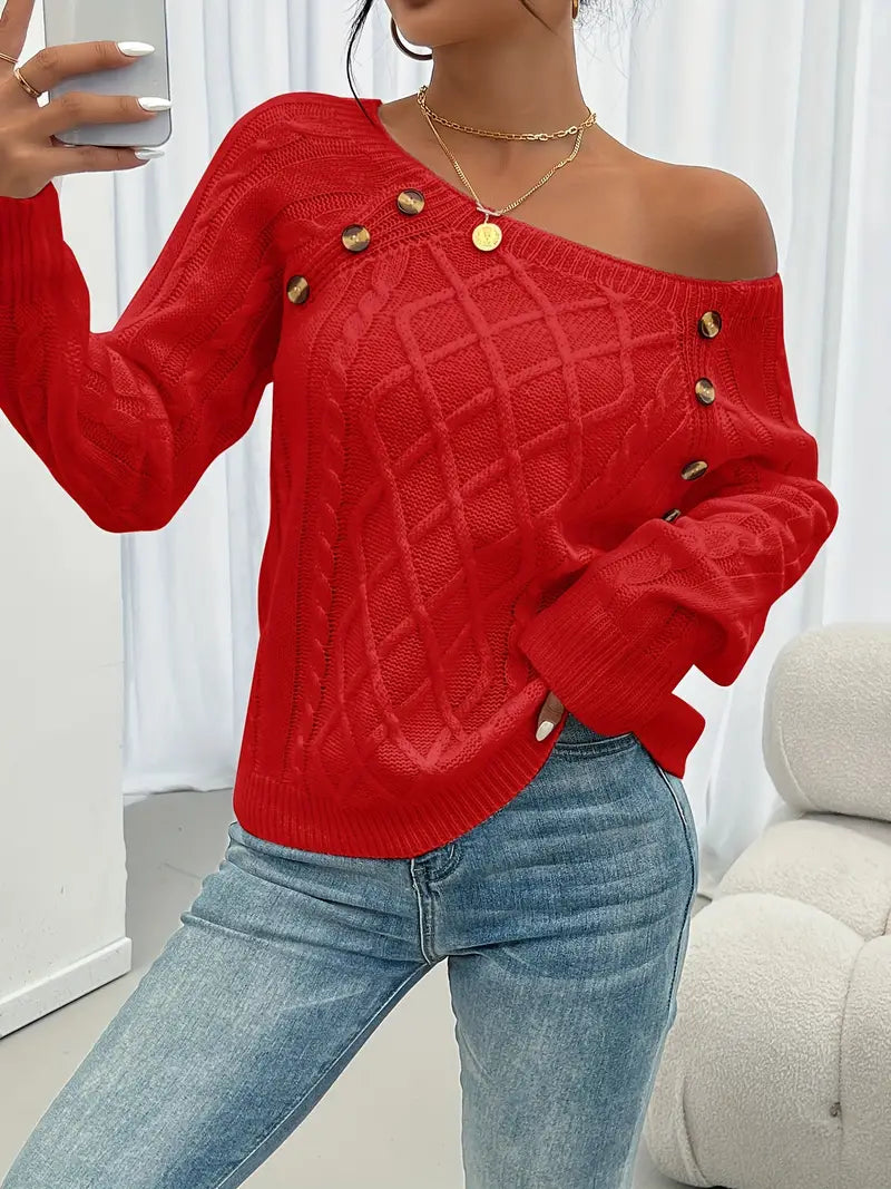 Enhanced Product Title: "Lina Langärmeliger Pullover mit Zopfmuster – Lässiger Rundhals-Pullover für Damen, Bequeme Strickmode für Herbst/Winter" 

This title includes relevant keywords while providing more detail about the product, making it more appeali