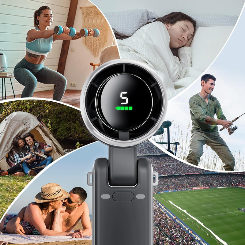 Foldable Handheld Fan – 5 Speed Settings, LED Display & USB-C Fast Charging
