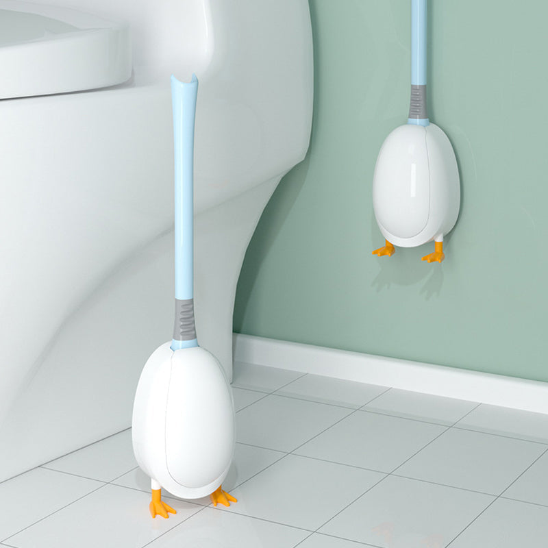Toilet Brush with Holder – 360° Soft TPR Head, Long Handle & Wall-Mountable Base