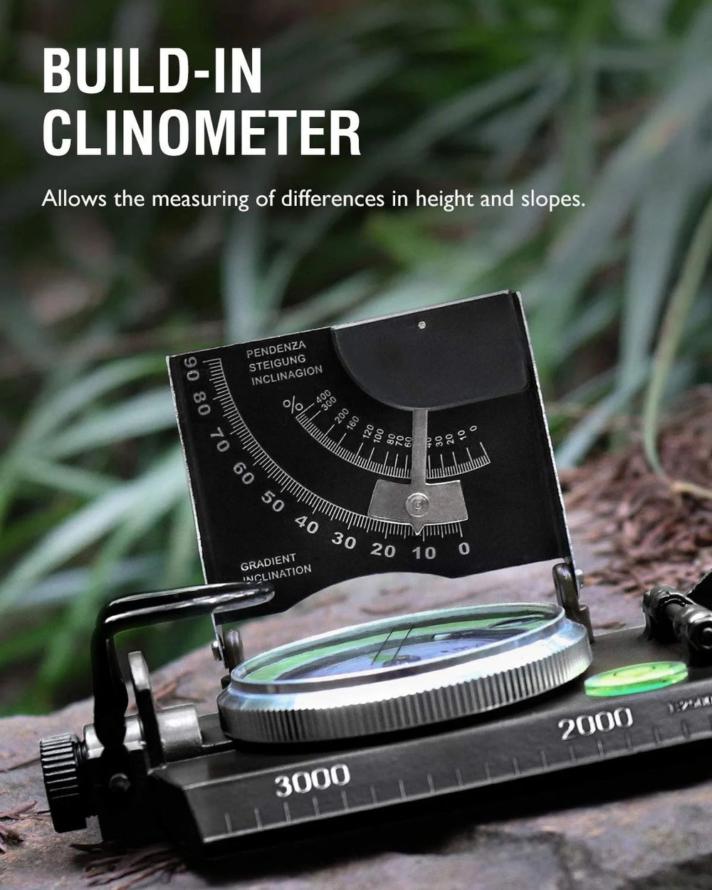 Military Navigation Compass – Clinometer, Luminous & Waterproof Aluminum
