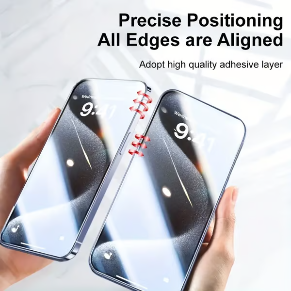 iPhone Tempered Glass Screen Protector – Dust-Free Install, Face ID Compatible & Oleophobic Coating