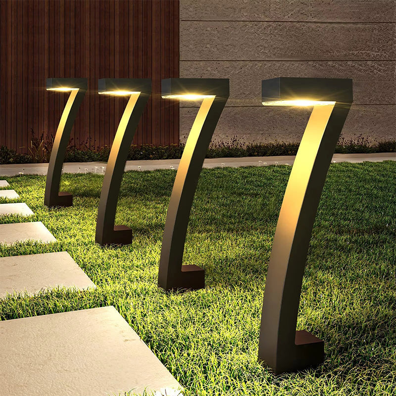 Solar-Wegleuchte 7-Form 46 cm Schwarz – Warmweißes LED-Licht