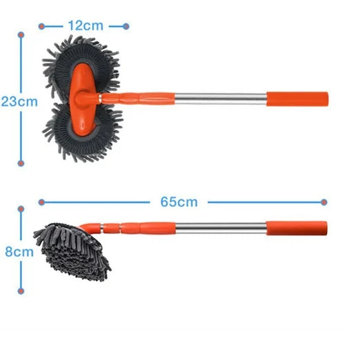 Telescopic Car Wash Mop – 80–135cm Reach, Double-Layer Microfiber Head & 360° Rotation