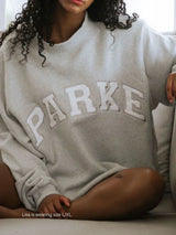Varsity Oversized Grey Sweatshirt with White Letters - Comfortable & Stylish Casual Wear