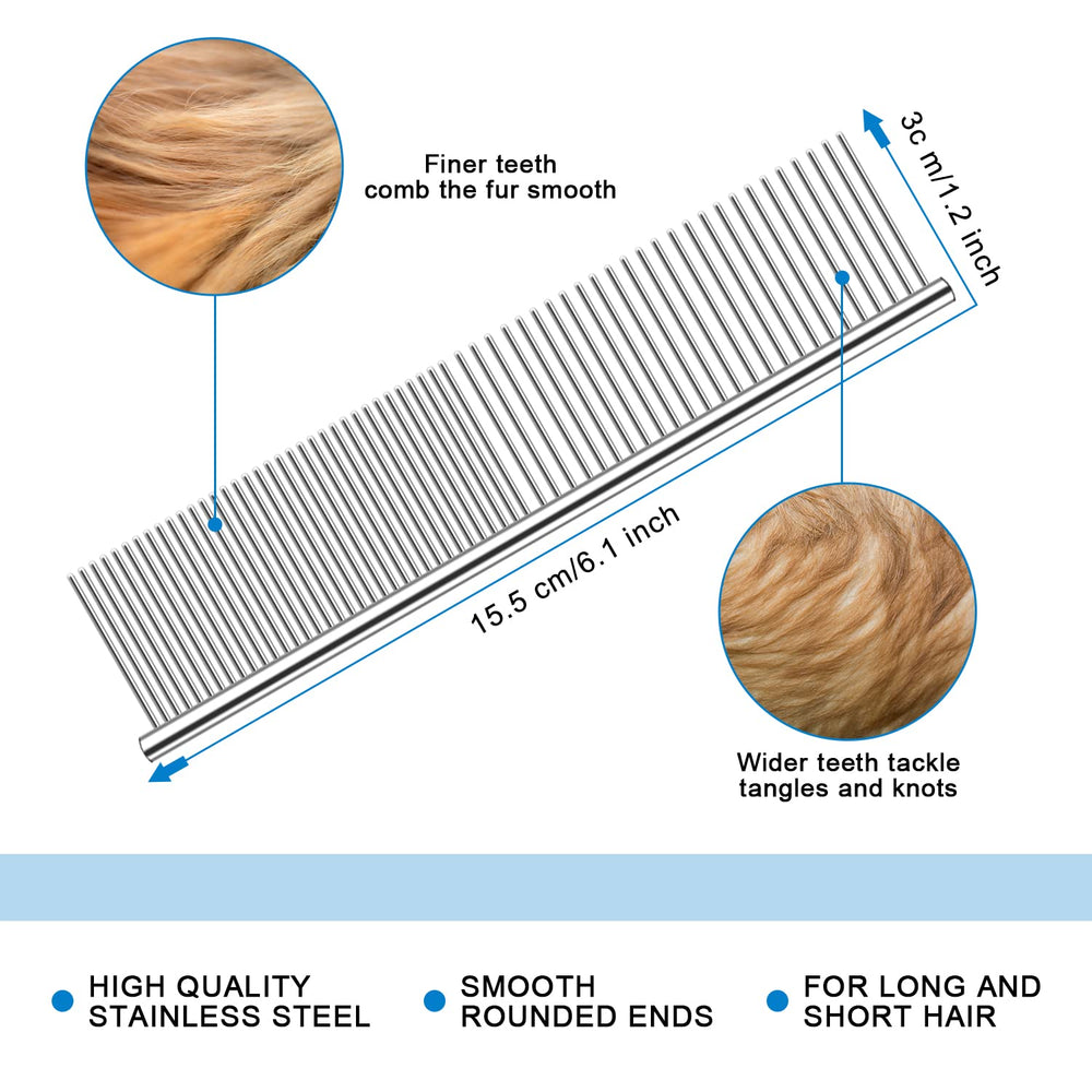 Double-Sided Pet Dematting Brush – Stainless Steel Teeth, Dogs & Cats, Non-Slip Grip