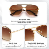 Oversized Retro Sunglasses – UV400 Protection, Metal Frame, Gold Accents, Unisex