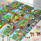 DuoPlay – Kids Play Rug with Farm & Traffic Theme