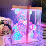 Color-Changing LED Crystal Teddy Bear – Glowing Heart, 22×28×30cm & Copper Wire Lights